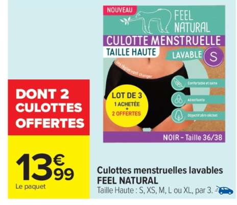 CULOTTES MENSTRUELLES LAVABLES “FEEL NATURAL”