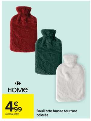 Bouillotte fausse fourrure colorée