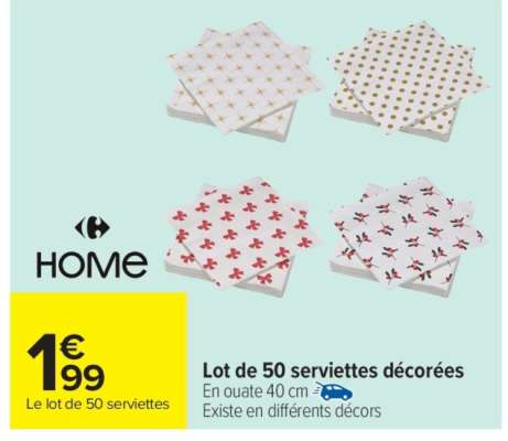 Lot de 50 serviettes décorées