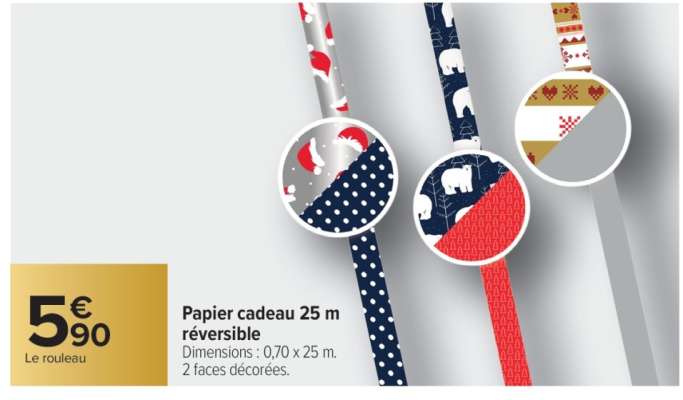 Papier cadeau 25 m réversible