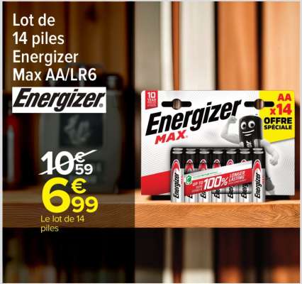 Lot de 14 piles Energizer Max AA/LR6