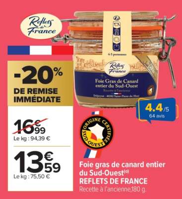 Foie gras de canard entier du Sud Ouest REFLETS DE FRANCE