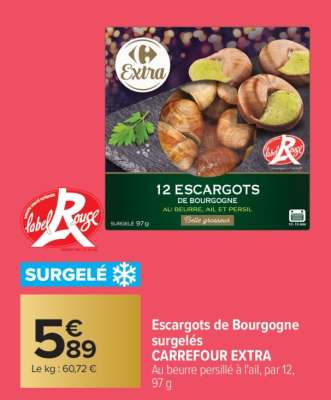 Escargots de Bourgogne surgelés CARREFOUR EXTRA