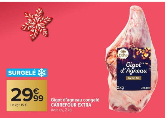Gigot d'agneau congelé CARREFOUR EXTRA