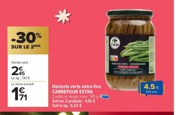 Haricots verts extra-fins CARREFOUR EXTRA