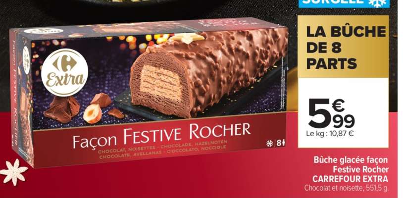 Bûche glacée façon Festive Rocher CARREFOUR EXTRA