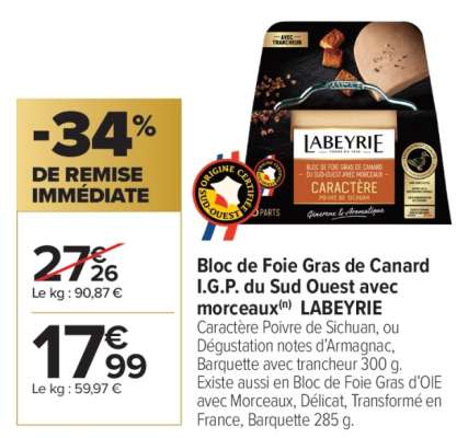 Bloc de Foie Gras de Canard I.G.P. du Sud-Ouest avec morceaux LABEYRIE