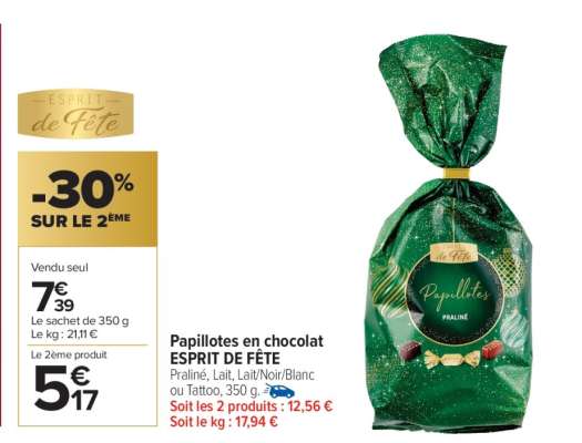 Papillotes en chocolat ESPRIT DE FÊTE