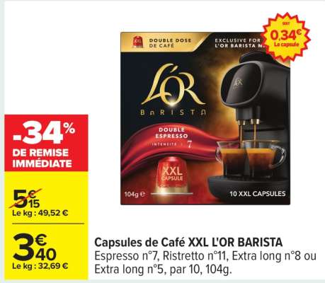 Capsules de café XXL L'OR BARISTA