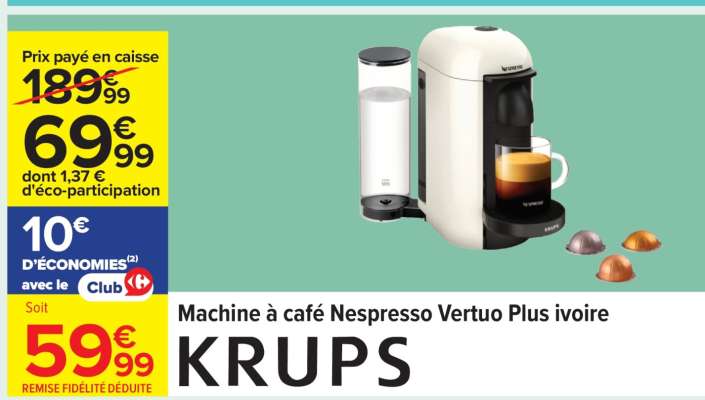 Machine à café Nespresso Vertuo Plus ivoire