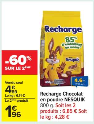 RECHARGE CHOCOLAT EN POUDRE “NESQUIK”