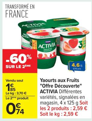 Yaourts aux fruits "Offre Découverte" ACTIVIA