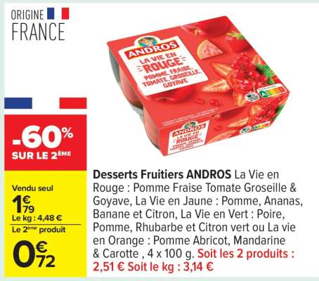 Desserts fruitiers ANDROS
