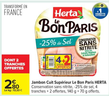 Jambon Cuit Supérieur Le Bon Paris HERTA