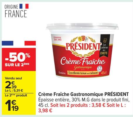 CRÈME FRAÎCHE GASTRONOMIQUE PRESIDENT