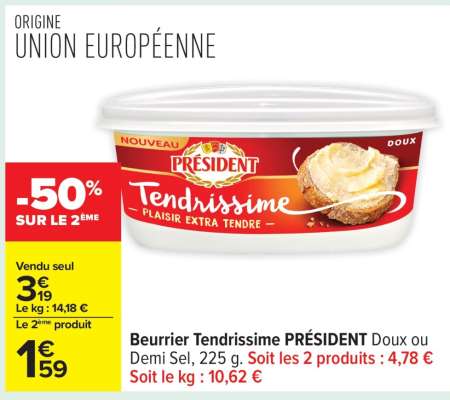 BEURRIER TENDRISSIME PRESIDENT