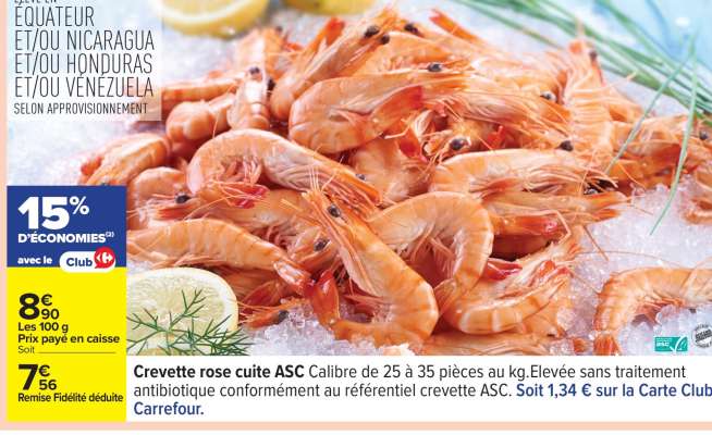 Crevette rose cuite ASC