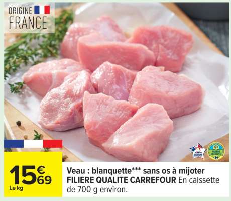 Veau : blanquette*/** sans os à mijoter