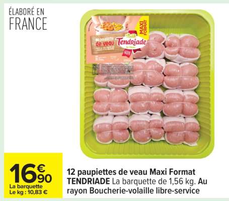 12 paupiettes de veau MAXI FORMAT TENDRIADE