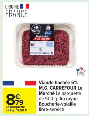 Viande hachée 5% M.G. CARREFOUR Le Marché