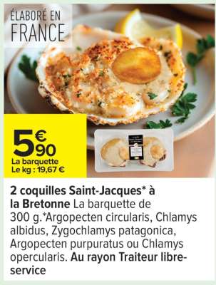 2 coquilles Saint-Jacques* à la bretonne