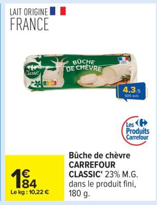 Bûche de chèvre CARREFOUR CLASSIC'