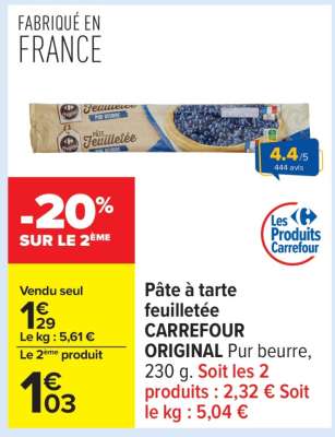 Pâte à tarte feuilletée CARREFOUR ORIGINAL
