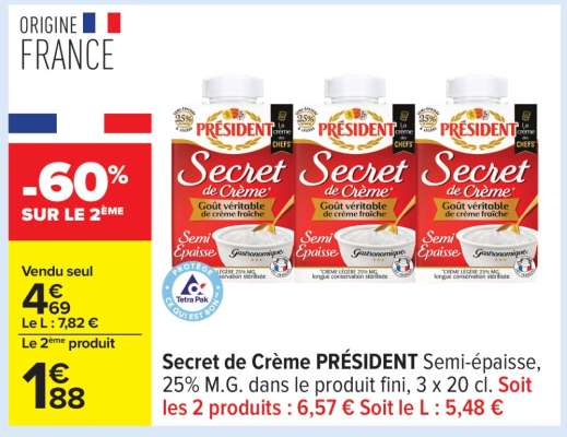 Secret de Crème PRÉSIDENT Semi-épaisse