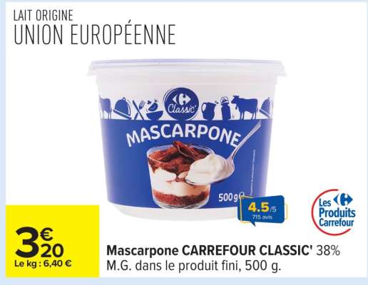 Mascarpone CARREFOUR CLASSIC'