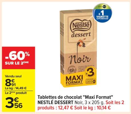 Tablettes de chocolat «Maxi format» NESTLÉ DESSERT