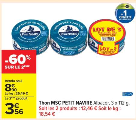 Thon MSC PETIT NAVIRE Albacor, 3 x 112 g
