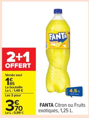 FANTA Citron ou Fruits exotiques, 1,25 L