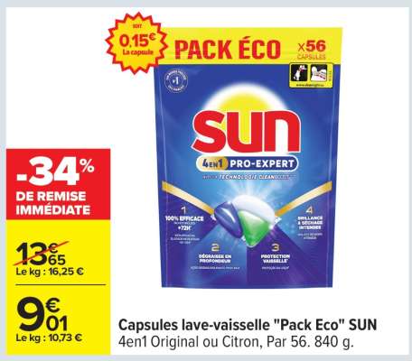 Capsules lave-vaisselle "Pack Eco" SUN