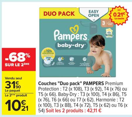 Couches Duo Pack Pampers