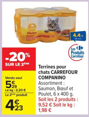 Terrines pour chats CARREFOUR COMPANINO