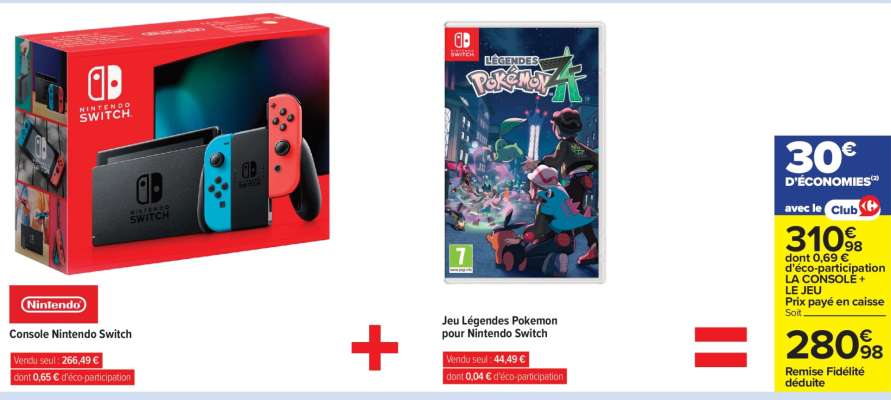 Console Nintendo Switch + Jeu Légendes Pokemon pour Nintendo Switch