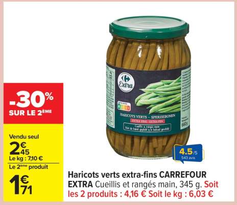 Haricots verts extra-fins CARREFOUR EXTRA