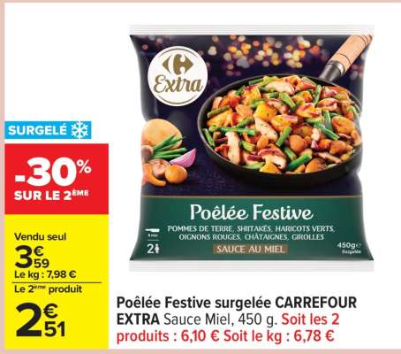 Poêlée Festive surgelée CARREFOUR EXTRA Sauce Miel