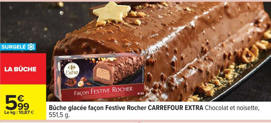 Bûche glacée façon Festive Rocher CARREFOUR EXTRA