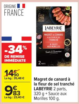 Magret de canard à la fleur de sel tranché LABEYRIE