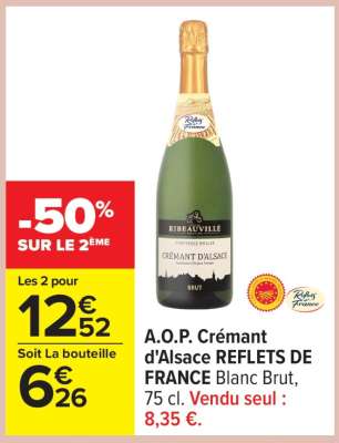 A.O.P. Crémant d'Alsace REFLETS DE FRANCE Blanc Brut
