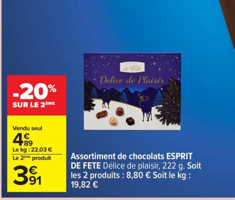 Assortiment de chocolats ESPRIT DE FETE Délice de plaisir