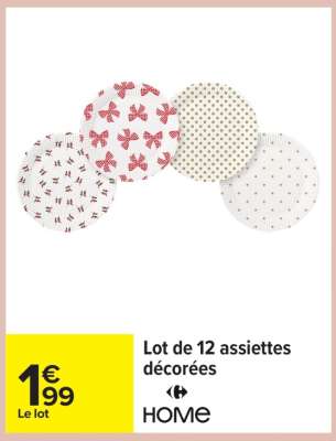 Lot de 12 assiettes décorées