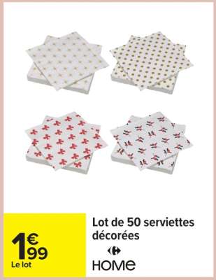 Lot de 50 serviettes décorées