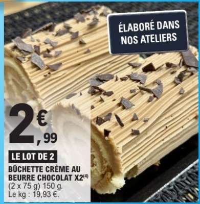 BÛCHETTE CRÈME AU BEURRE CHOCOLAT X2