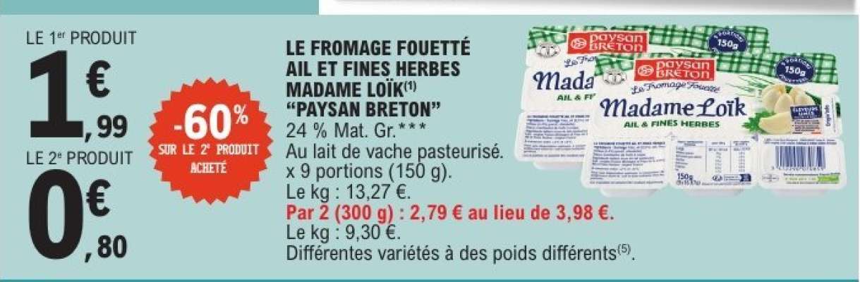 LE FROMAGE FOUETTÉ AIL ET FINES HERBES MADAME LOÏK