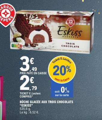 BÛCHE GLACÉE AUX TROIS CHOCOLATS “ESKISS”