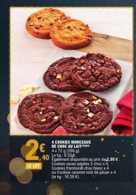 4 COOKIES MORCEAUX DE CHOC AU LAIT