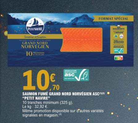 SAUMON FUMÉ GRAND NORD NORVÉGIEN ASC 'PETIT NAVIRE'