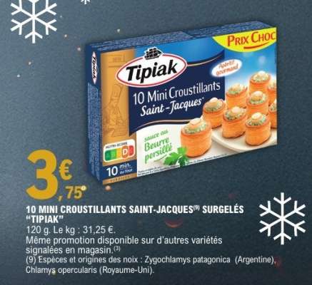 10 Mini Croustillants Saint-Jacques Surgelés 'Tipiak'